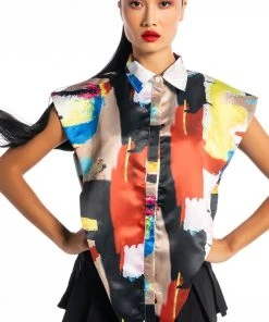 LIVIN IT UP BUTTON DOWN BLOUSE