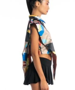 LIVIN IT UP BUTTON DOWN BLOUSE 16 LIVIN IT UP BUTTON DOWN BLOUSE -AKIRA pant-shop livin it up button down blouse yellow multi 6 6