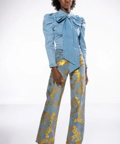 Alternative view of LOCK MY LOVE FOIL DETAILED JEANS