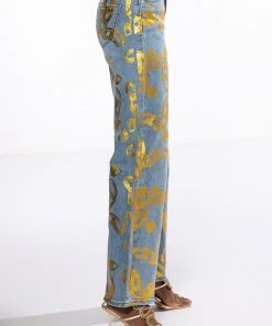 LOCK MY LOVE FOIL DETAILED JEANS -AKIRA pant-shop lock my love foil detailed jeans light blue denim 4 4 c1 c1 c1 c1