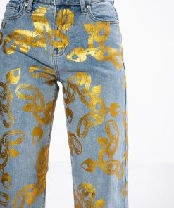 LOCK MY LOVE FOIL DETAILED JEANS -AKIRA pant-shop lock my love foil detailed jeans light blue denim 6 6 c1 c1 c1 c1