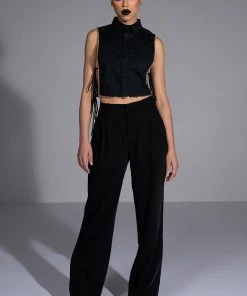 LOGAN WIDE LEG TROUSER IN BLACK