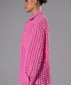 LUCY TEXTURED BUTTON DOWN BLOUSE 9 LUCY TEXTURED BUTTON DOWN BLOUSE -AKIRA pant-shop lucy textured button down blouse pink 3 3