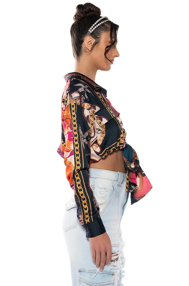 MALIBU SCARF PRINT TIE FRONT BLOUSE 6 MALIBU SCARF PRINT TIE FRONT BLOUSE - Image 4