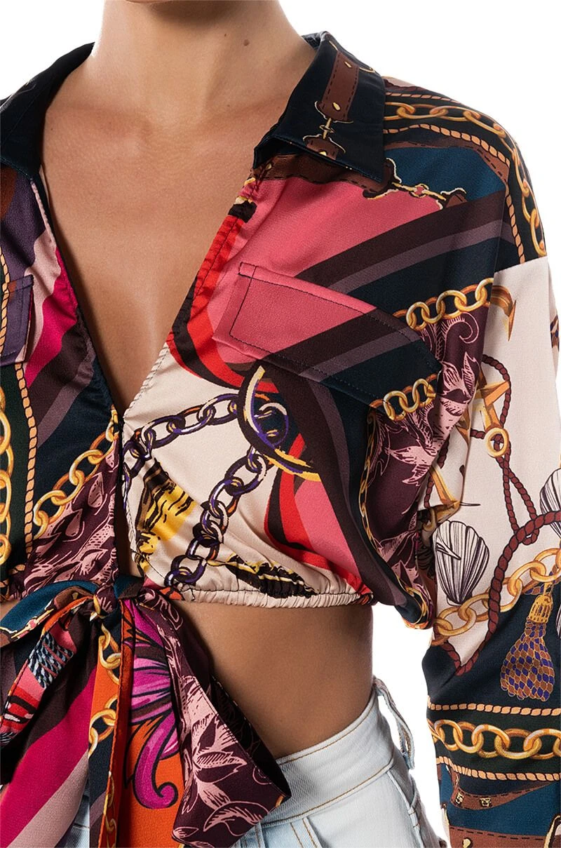MALIBU SCARF PRINT TIE FRONT BLOUSE 8 MALIBU SCARF PRINT TIE FRONT BLOUSE - Image 6