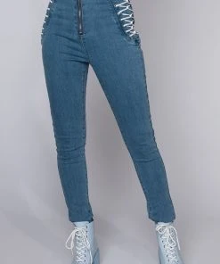 MARGOT LACE UP SKINNY JEANS
