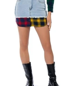 MARIANNA PLAID DETAILED MINI SKIRT