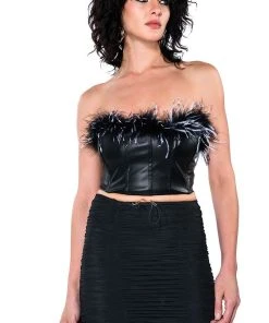 MELINDA FEATHER DETAIL TOP 15 MELINDA FEATHER DETAIL TOP -AKIRA pant-shop melinda feather detail top black 4 4