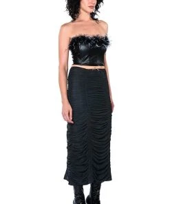 MELINDA FEATHER DETAIL TOP 18 MELINDA FEATHER DETAIL TOP -AKIRA pant-shop melinda feather detail top black 7 7