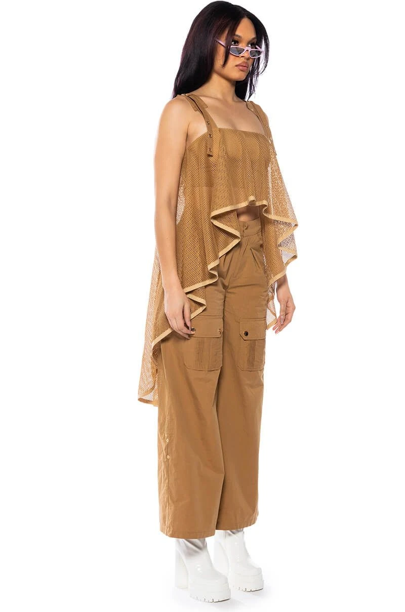 MESH SYMMETRICAL HIGH LOW SLEEVELESS BLOUSE - Image 2