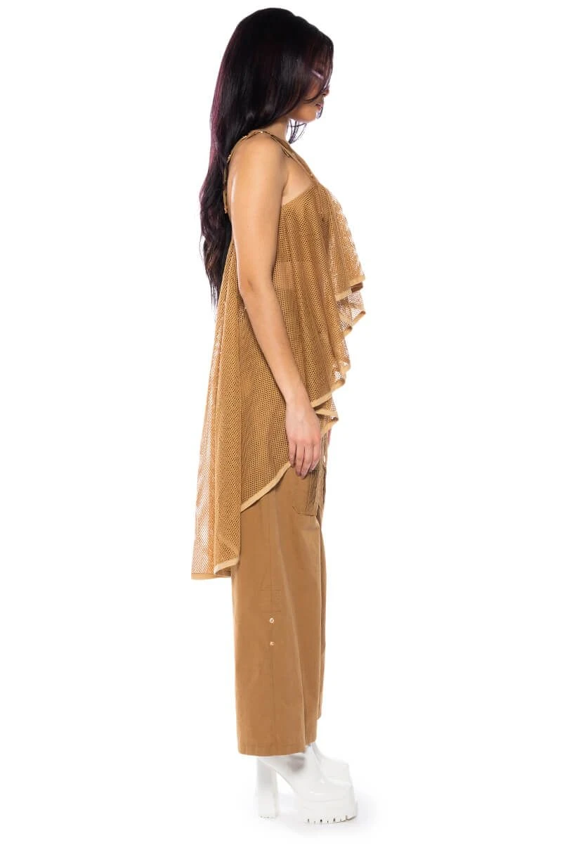 MESH SYMMETRICAL HIGH LOW SLEEVELESS BLOUSE - Image 3