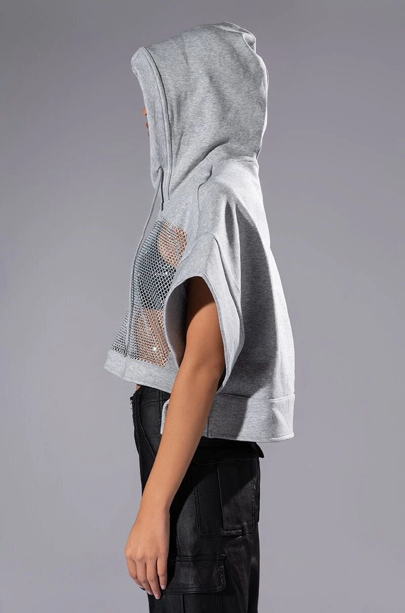 MIDNIGHT CALLS CROPPED DOLMAN SLEEVE RHINESTONE HOODIE - Image 4