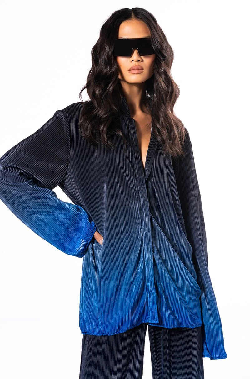 MIDNIGHT STUNNER OMBRE PLISSE BUTTON DOWN 4 MIDNIGHT STUNNER OMBRE PLISSE BUTTON DOWN - Image 2