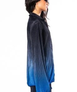 MIDNIGHT STUNNER OMBRE PLISSE BUTTON DOWN 14 MIDNIGHT STUNNER OMBRE PLISSE BUTTON DOWN -AKIRA pant-shop midnight stunner ombre plisse button down blue multi 5 5