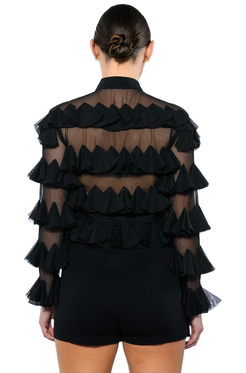 MISS EVERYTHING MESH RUFFLE BUTTON DOWN TOP 7 MISS EVERYTHING MESH RUFFLE BUTTON DOWN TOP - Image 5