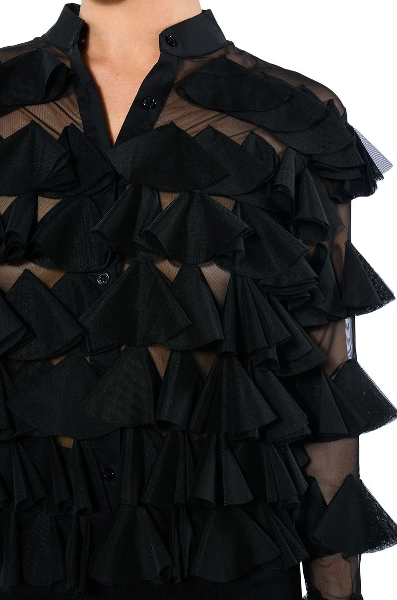 MISS EVERYTHING MESH RUFFLE BUTTON DOWN TOP 8 MISS EVERYTHING MESH RUFFLE BUTTON DOWN TOP - Image 6