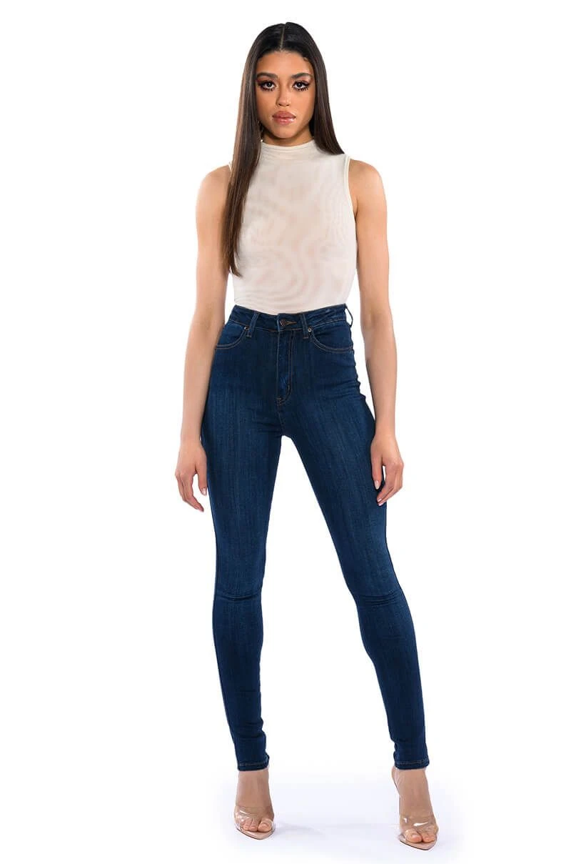 MODEL CALL HIGH RISE STRETCHY SKINNY JEANS - Image 3