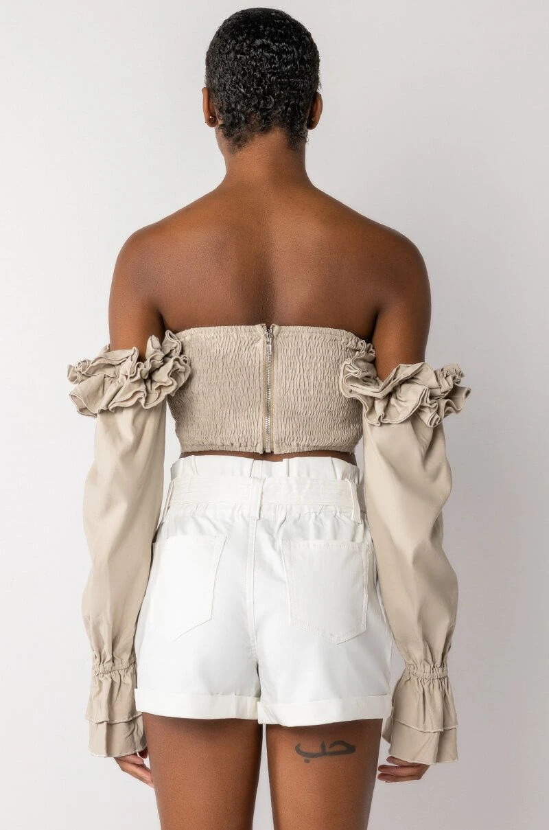 MODERN ROMANCE RUFFLE OFF THE SHOULDER CROPPED BLOUSE - Image 5