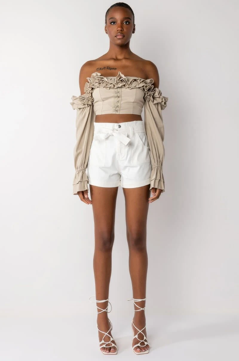 MODERN ROMANCE RUFFLE OFF THE SHOULDER CROPPED BLOUSE - Image 7