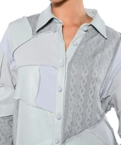 MULTI GREY PATCHWORK BUTTON DOWN BLOUSE 13 MULTI GREY PATCHWORK BUTTON DOWN BLOUSE -AKIRA pant-shop multi grey patchwork button down blouse grey multi 6 6