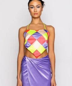 MULTITUDE PATCHWORK HANDKERCHIEF CROP TOP 11 MULTITUDE PATCHWORK HANDKERCHIEF CROP TOP -AKIRA pant-shop multitude patchwork handkerchief crop top multi 3 3