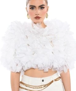 MUST BE DREAMING RUFFLE CROP BLOUSE