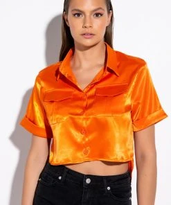 MY LEVEL STRETCH POPLIN BUTTON DOWN TOP