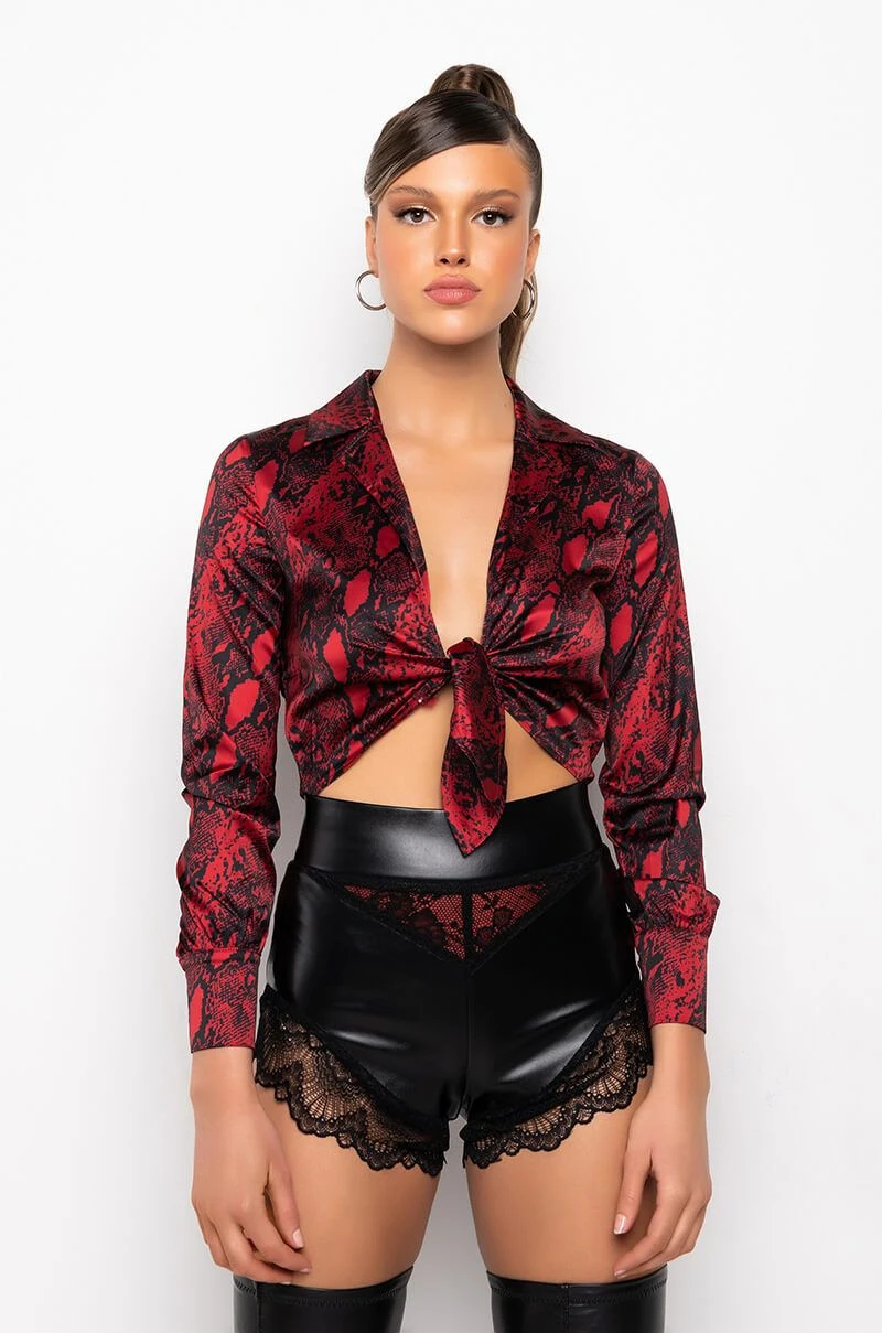 NAYELLI SATIN TIE FRONT BODYSUIT - Image 3