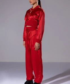 NEVER BORING SATIN SNAP FRONT PULLOVER 10 NEVER BORING SATIN SNAP FRONT PULLOVER -AKIRA pant-shop never boring satin snap front pullover rust 3 3
