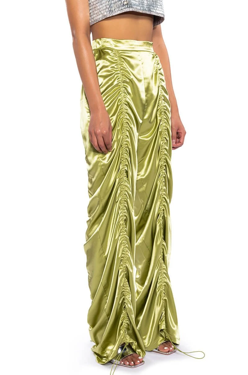 NEVER REGULAR CINCHED SATIN HIGH RISE PANTS 4 NEVER REGULAR CINCHED SATIN HIGH RISE PANTS - Image 2