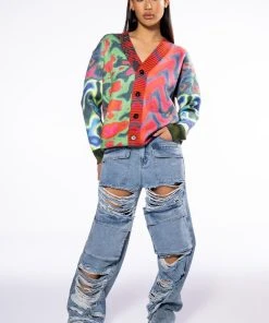 Alternative view of NEVER STRESSED DISTRESSED RELAXED FIT JEANS