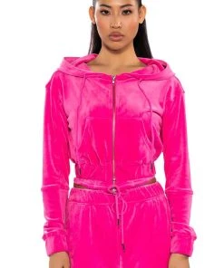 NEW RULES VELVET ZIP UP SWEATSHIRT 14 NEW RULES VELVET ZIP UP SWEATSHIRT -AKIRA pant-shop new rules velvet zip up sweatshirt pink 2 2