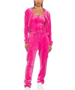 NEW RULES VELVET ZIP UP SWEATSHIRT 19 NEW RULES VELVET ZIP UP SWEATSHIRT -AKIRA pant-shop new rules velvet zip up sweatshirt pink 7 7
