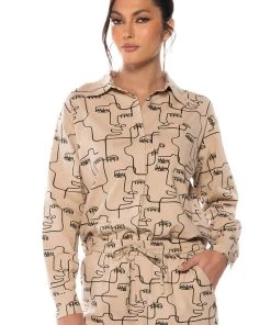 NEW SOCIETY PRINTED BUTTON DOWN TOP 10 NEW SOCIETY PRINTED BUTTON DOWN TOP -AKIRA pant-shop new society printed button down top multi 2 2 c1