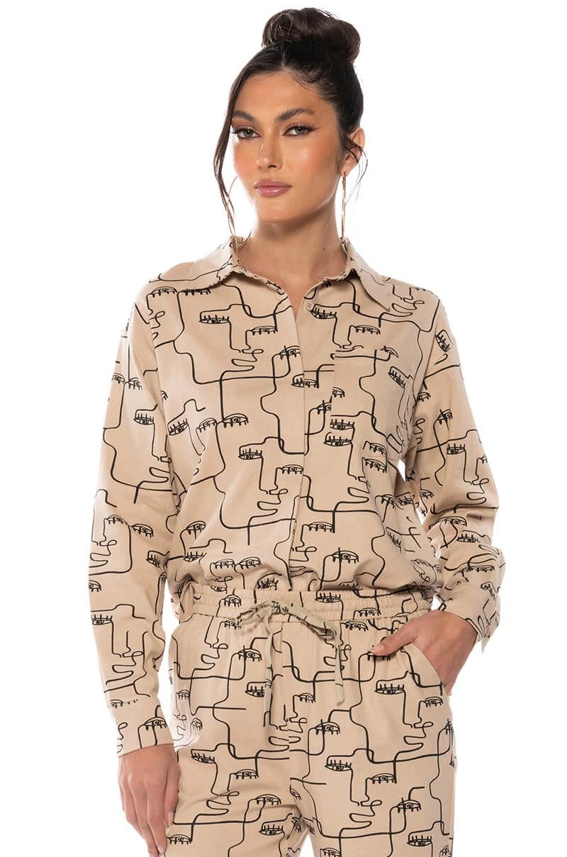 NEW SOCIETY PRINTED BUTTON DOWN TOP 4 NEW SOCIETY PRINTED BUTTON DOWN TOP - Image 2