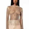 NORTH STAR RHINESTONE MESH HOODED TOP 1 NORTH STAR RHINESTONE MESH HOODED TOP -AKIRA pant-shop north star rhinestone mesh hooded top beige 3 3