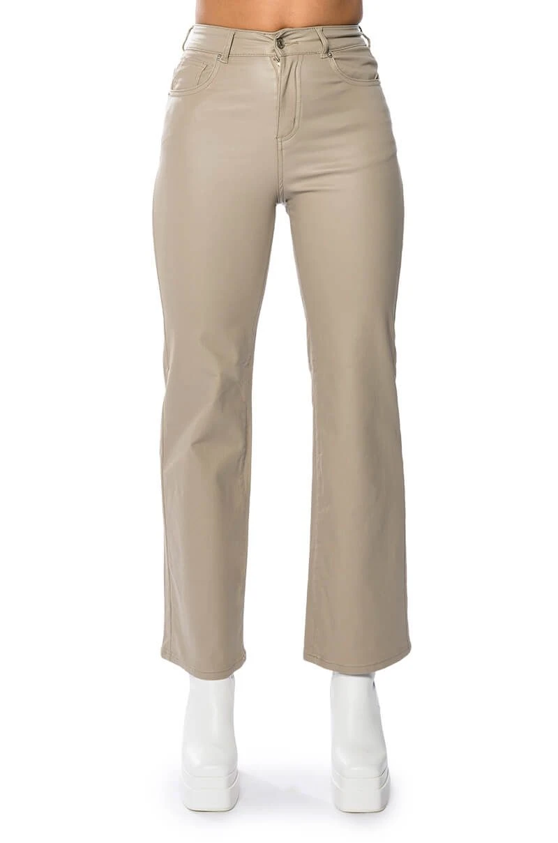 OFF DUTY FAUX LEATHER COATED STRAIGHT LEG PANT 7 OFF DUTY FAUX LEATHER COATED STRAIGHT LEG PANT - Image 5