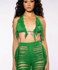 ON THE BORDER KNIT BRALETTE AND PANTS SET 19 ON THE BORDER KNIT BRALETTE AND PANTS SET -AKIRA pant-shop on the border knit bralette and pants set green 5 5