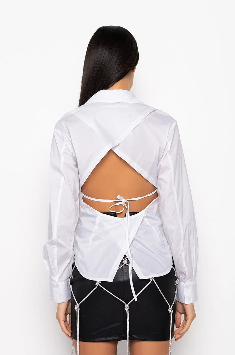 OPEN BACK SOFT STRETCH POPLIN BLOUSE 10 OPEN BACK SOFT STRETCH POPLIN BLOUSE - Image 8