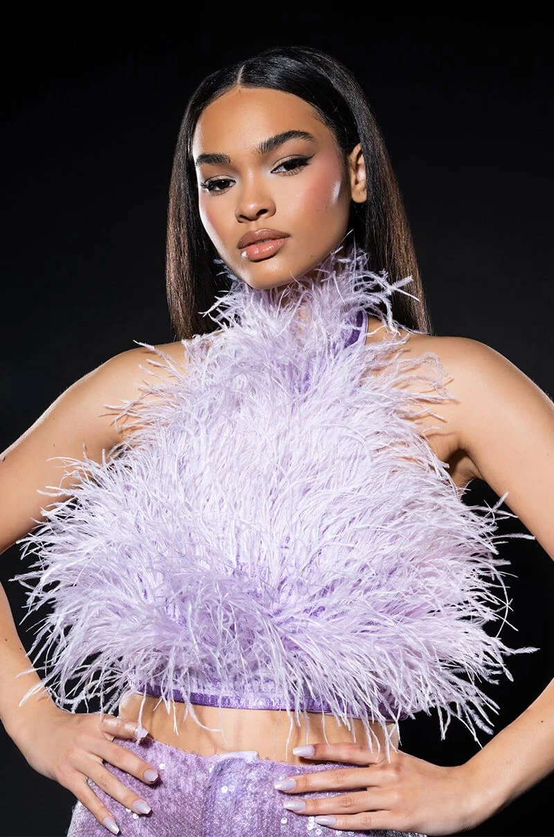 REAL OSTRICH FEATHER TOP IN LIGHT PURPLE 3 REAL OSTRICH FEATHER TOP IN LIGHT PURPLE
