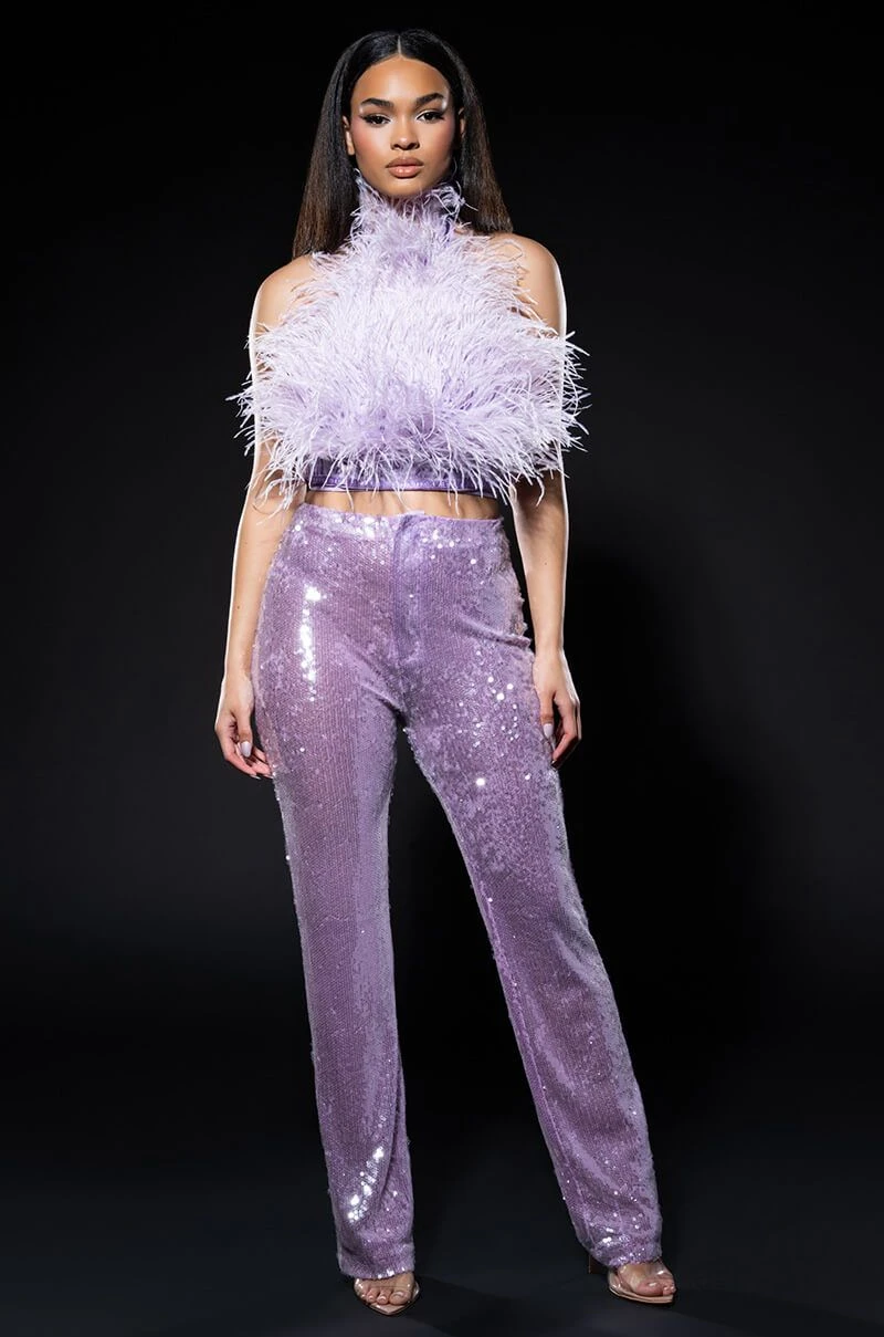 REAL OSTRICH FEATHER TOP IN LIGHT PURPLE 4 REAL OSTRICH FEATHER TOP IN LIGHT PURPLE - Image 2
