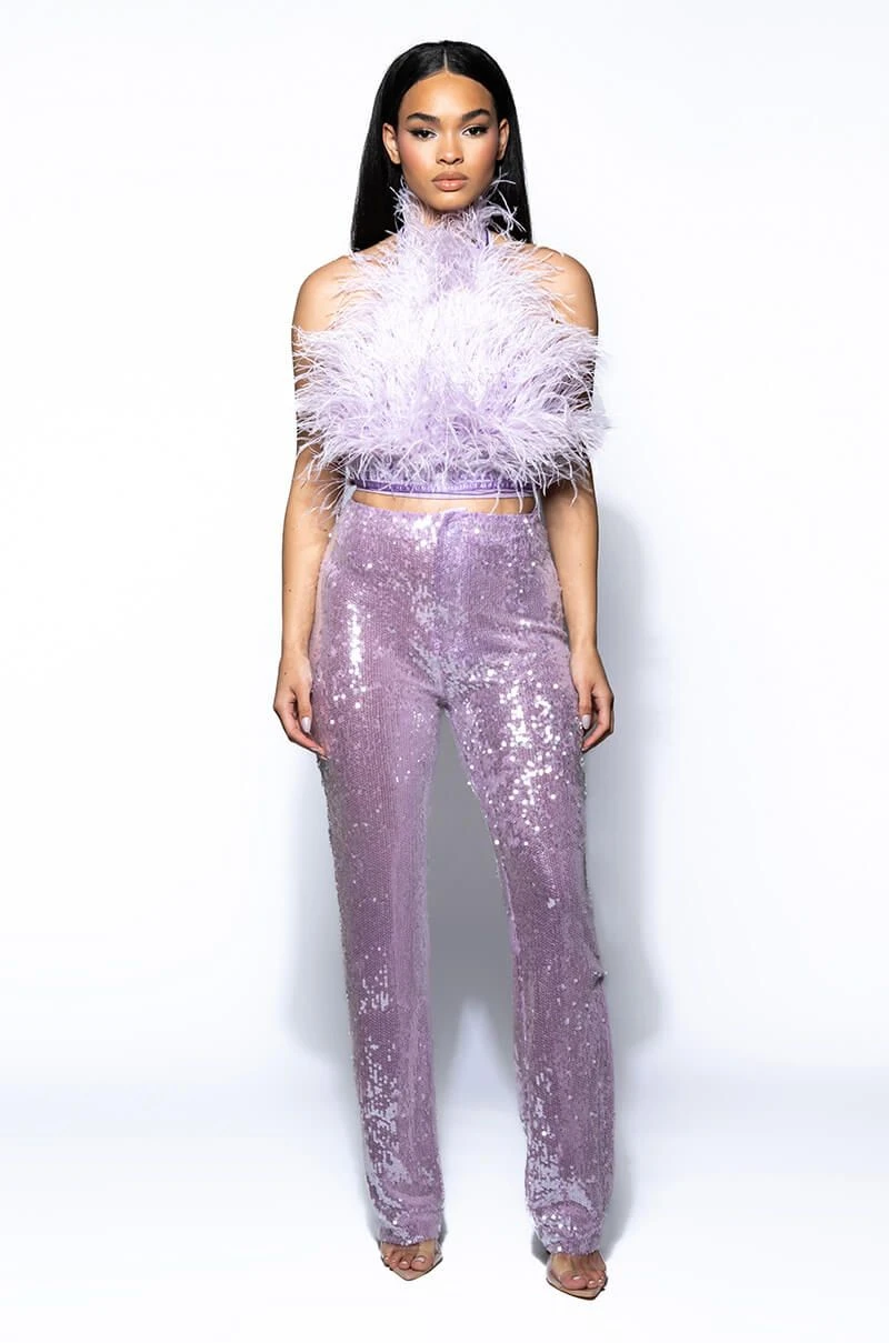 REAL OSTRICH FEATHER TOP IN LIGHT PURPLE 9 REAL OSTRICH FEATHER TOP IN LIGHT PURPLE - Image 7
