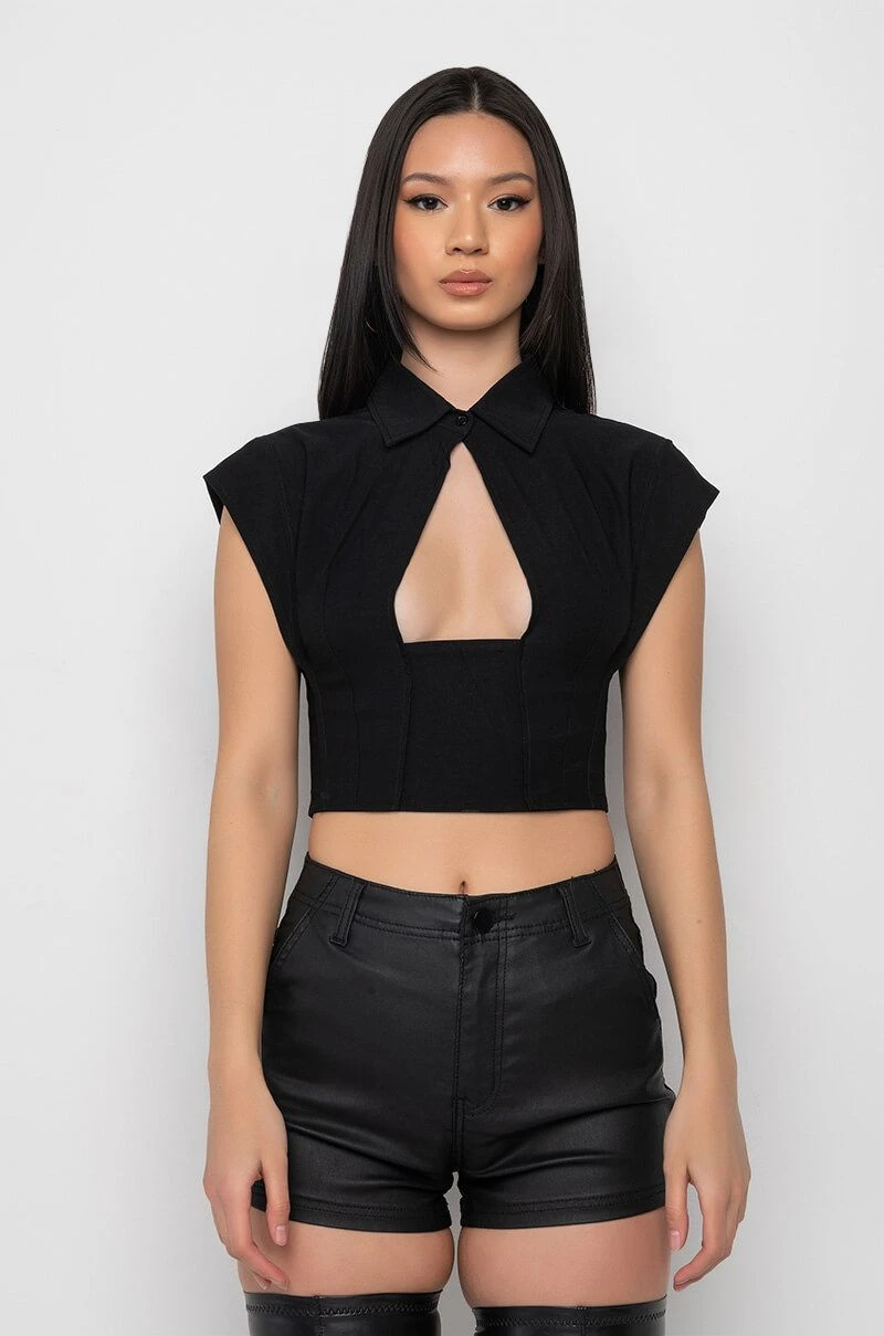 REGARDLESS CROPPED COLLARED BLOUSE - Image 3