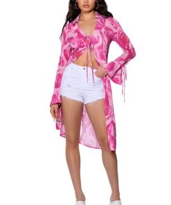 ROSEY TIE FRONT BLOUSE