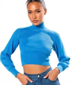 SAGE CROPPED TURTLENECK SWEATER