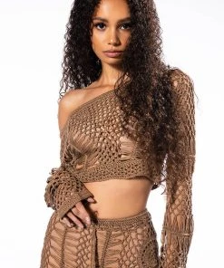 SAND DUNES LONG SLEEVE CROCHET TOP AND MAXI SKIRT SET