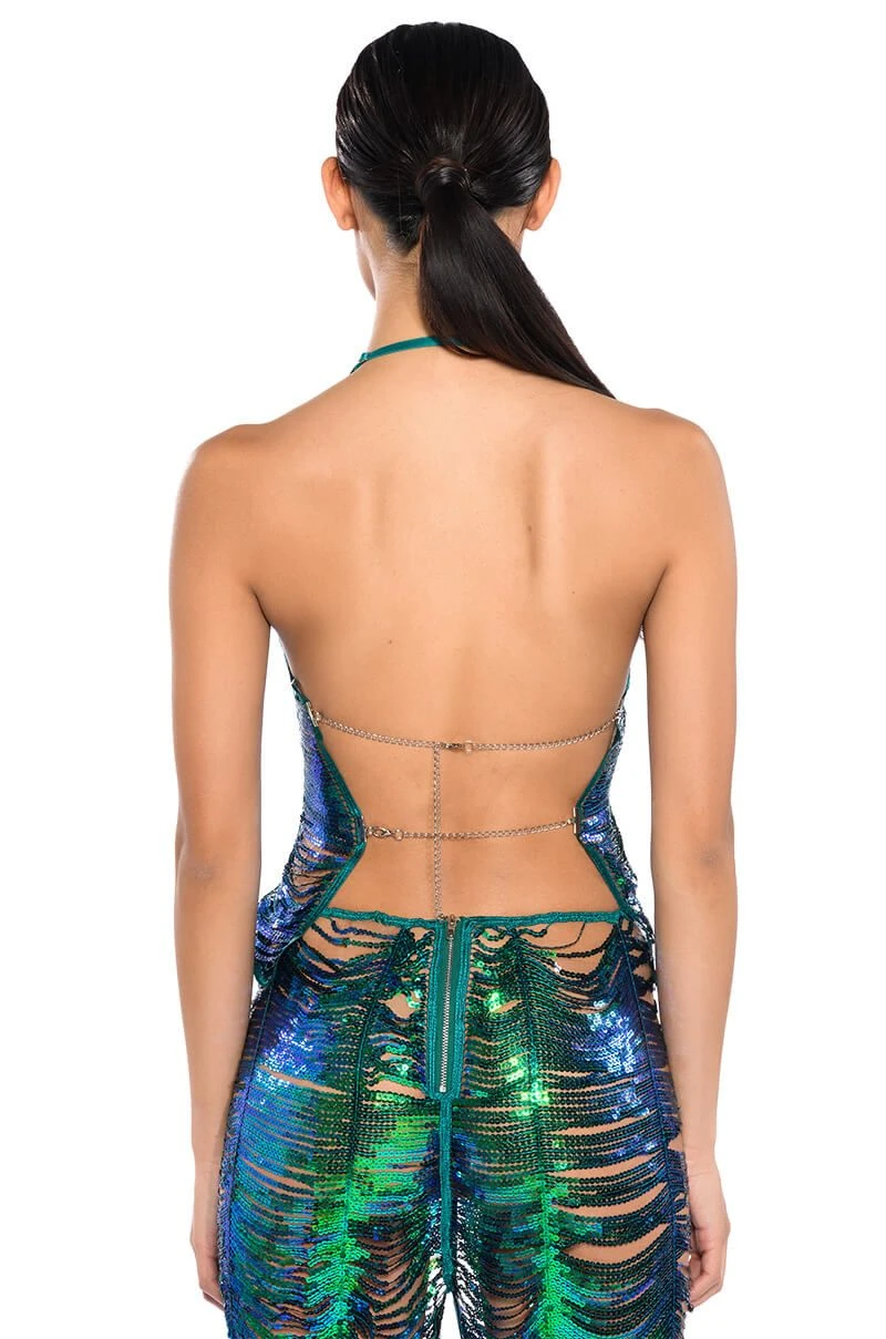 SENORITA EMBELLISHED HALTER TOP IN GREEN - Image 6