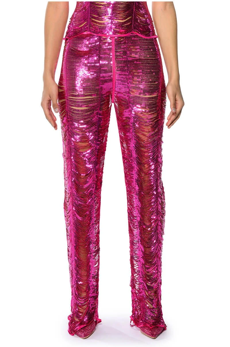 SENORITA EMBELLISHED STRAIGHT LEG PANT IN PINK
