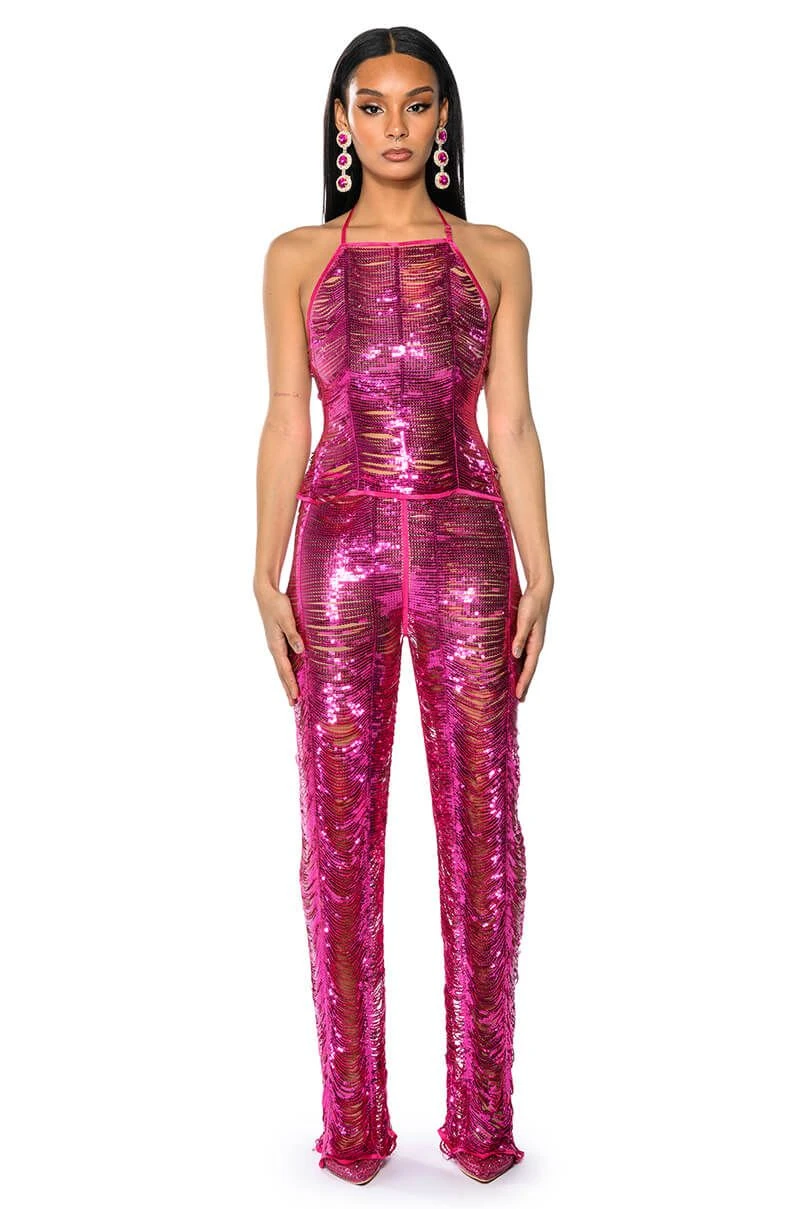 SENORITA EMBELLISHED STRAIGHT LEG PANT IN PINK - Image 3