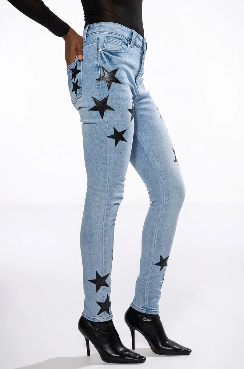 SHINING STAR PATCH DETAIL HIGH RISE SKINNY JEAN - Image 2